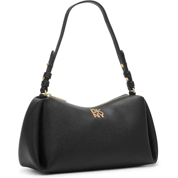 Remy Women's Casual Black and Gold Shoulder Bag with Zipper